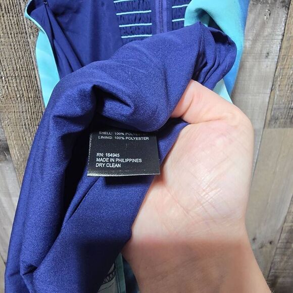 $445 Toccin NY Women's Blue Pleated Sarong Halter Mini Dress Size 2 - Picture 5 of 5